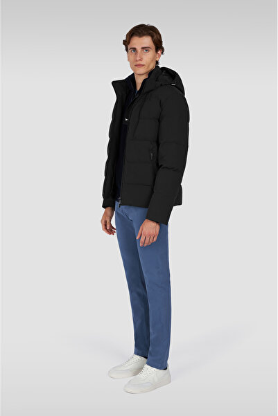 PAUL&SHARK Men's Regular Fit Quilted Patterned down Filled Hooded Black Jacket 15312007-011