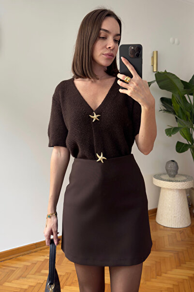 MAGARDE سترة فاخرة بأزرار على شكل نجم البحر - بني