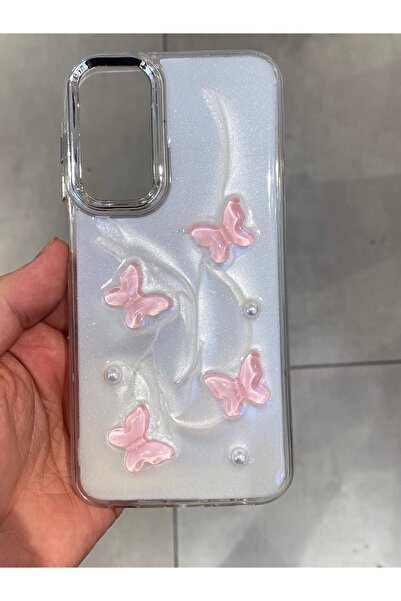 Mee.co Samsung A25 Uyumlu Kelebek Figürlü Epoksi Tasarım Sert Şeffaf Silikon ...