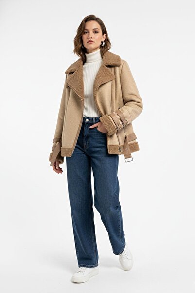 Deriderim Violet Genuine Lambskin Leather Zippered Biker Women's Jacket