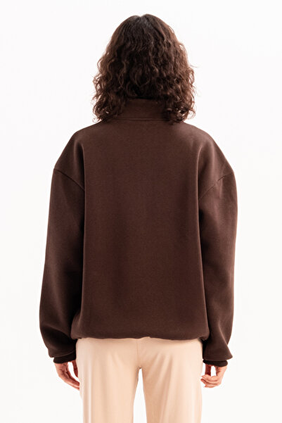 JUSTEVER Oversized Damen-Sweatshirt mit Stehkragen und halbem Reißverschluss