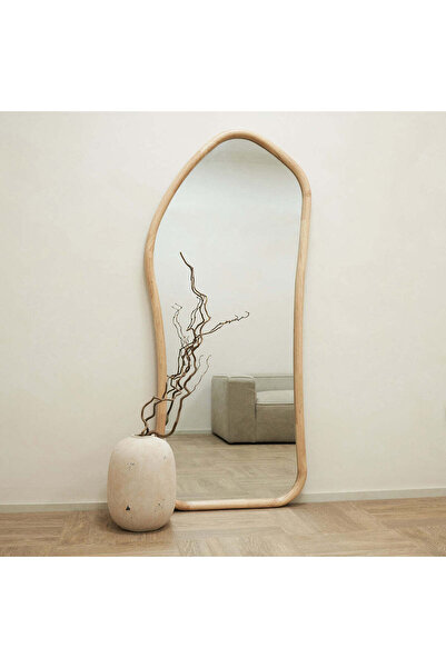Muummirror 180x80 cm Asimetrik Doğal Ahşap Çerçeveli Dekoratif Boy Aynası - Ö...