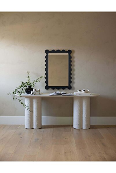 Muummirror 90x60 cm Doğal Ahşap Duvar Aynası - Siyah