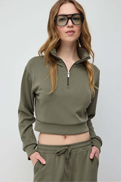 No Matter What Sweatshirt mit halbem Reißverschluss