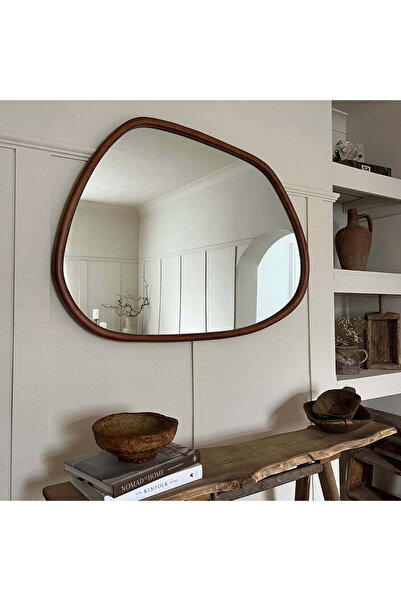 Muummirror 110 X 80 cm Asimetrik Ceviz Duvar Dekorasyon Aynası - Konsol Üstü ...