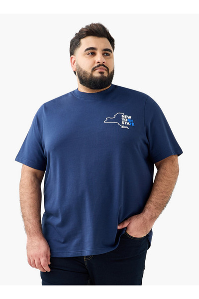 FAV تي شيرت رجالي مطبوع بأكمام قصيرة ورقبة دائرية وقصة عادية