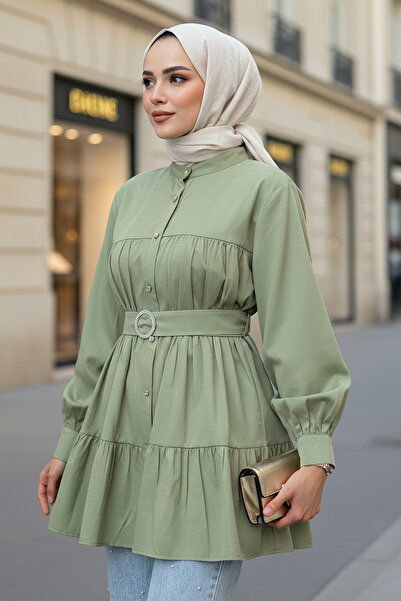 Salih Çelebi Πολυεπίπεδο λινό τουνίκ 2369 - ΑΝΟΙΧΤΟ ΧΑΚΙ