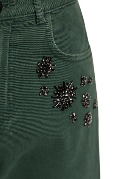 Exquise High Waist Pocketed Woven Green Pants
