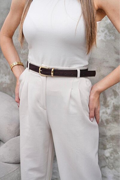Desre Moda Gold Buckle Suede Belt Trouser Belt Shirt Belt Coat Belt Dress Belt