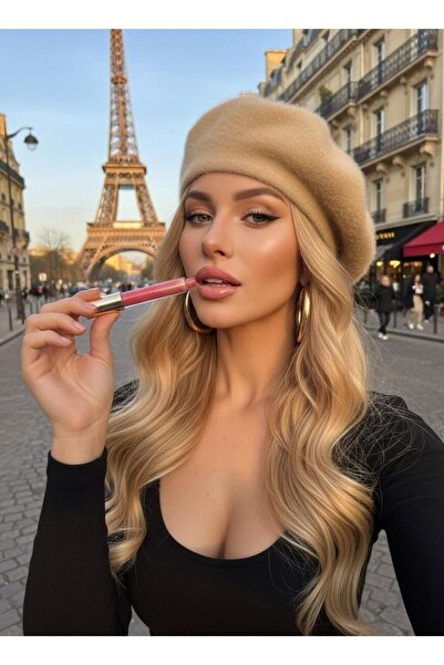 Goldmine Women's Plush Furry French Painter Beret Beige