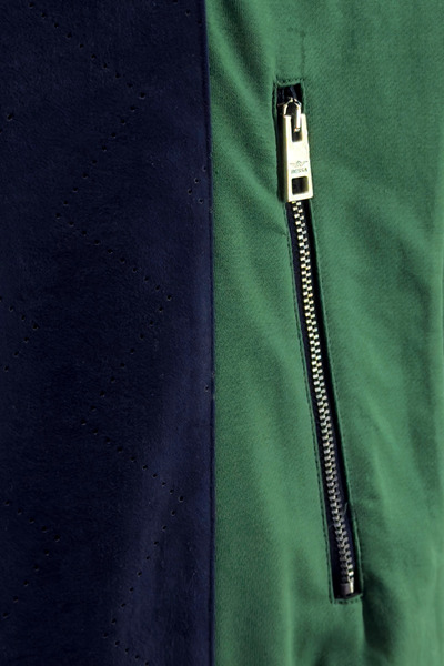 BESSA Men's Suede Detailed Green Tracksuit Set Transitional Fabric Standard Fit