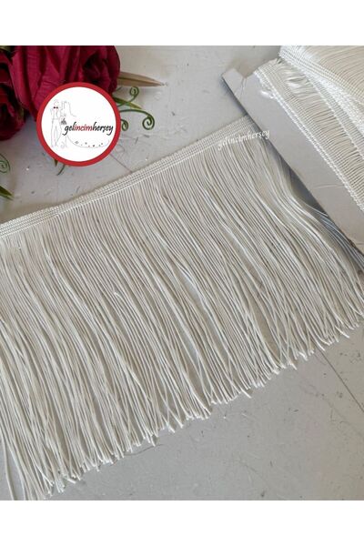 Gelincimherşey Ekru Saçak Püskül Şerit 2 mt En:20 cm