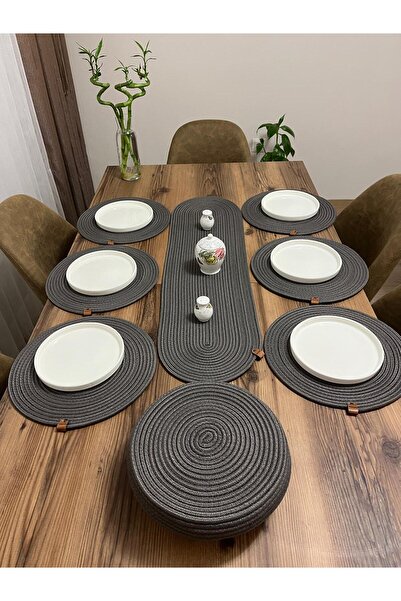 eftlyhome Runner Basket Set, Jute, Wicker, American Service, Cutlery Set, Plate Coaster, Presentation, Bread Basket