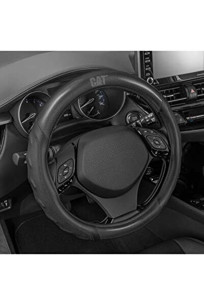 Cat Caterpillar HexSport Black Carbon Fiber Steering Wheel Cover, 15-inch, Universal
