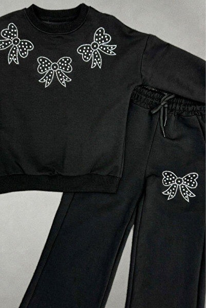 MODANINO Girl's Stone Bow Printed -2 Thread-Top-Bottom Set-5-12 Years Old 12436