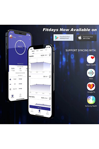 Foryond Bluetooth Body Fat Scale - Personal Body Analysis, 180 kg