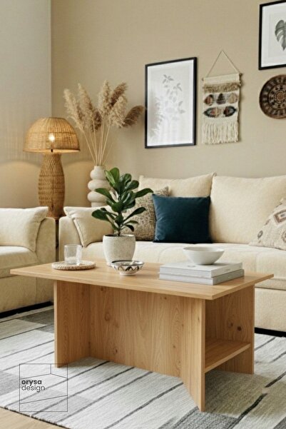 Orysa Design OS-2 İskandinav Raflı Orta Sehpa - Safir Meşe