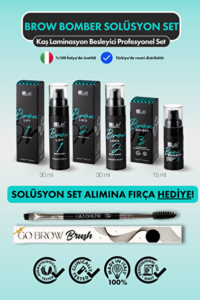 İnLei Brow Bomber Kaş Laminasyon Temel Set + Profesyonel Kaş Tasarım Fırçası