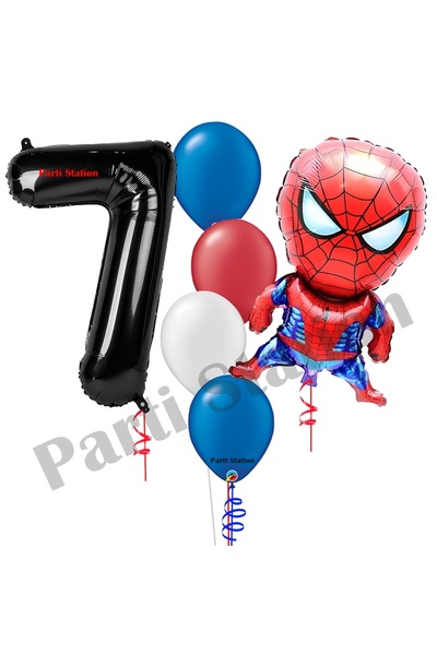 Parti Station Spider-Man 7 Year Old Balloon Set Avengers Spider-Man Concept B...