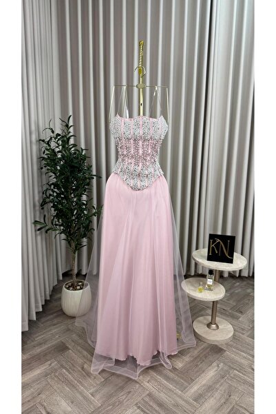 NALA FASHION فستان سهرة فاخر بلون وردي فاتح