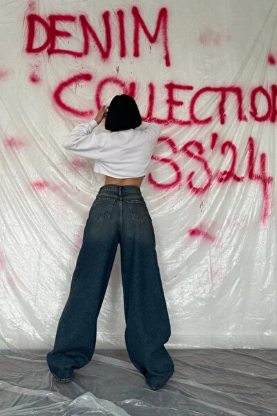 GENCULUS Acivert Wide Leg Jeans Trousers