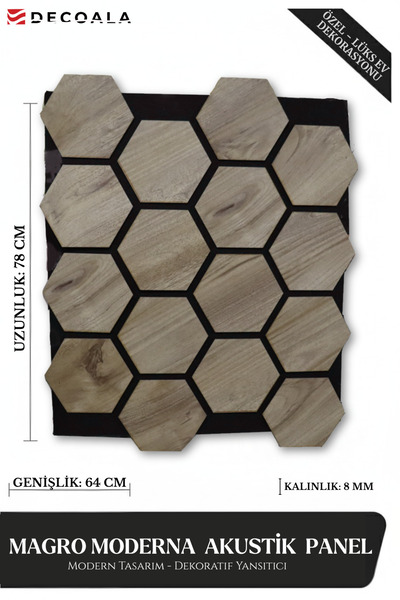 DECOALA Magro Ahşap MDF Akustik Duvar Paneli (4 Adet)