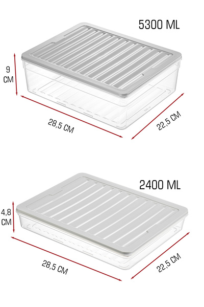 FİTHOME 4-Piece Refrigerator and Freezer Storage Container Set, In-Cabinet Organizer, 2 Deep, 2 Shallow