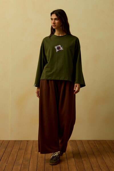 Ceylan Otantik Haki Reçel Printed Basic Body