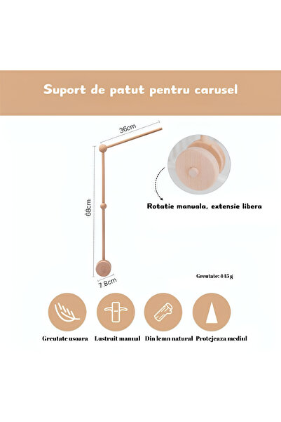 Arelair Magic Box Wooden Baby Crib Mobile Stand, Carousel Frame, Newborn Gift