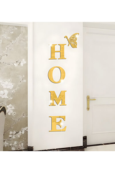 Bola Concept HOME Yazı Duvar Dekoru – 2mm Yapışkanlı Ayna Pleksi Harf Seti (5...