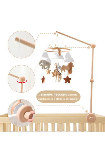 Arelair Magic Box Wooden Baby Crib Mobile Stand, Carousel Frame, Newborn Gift