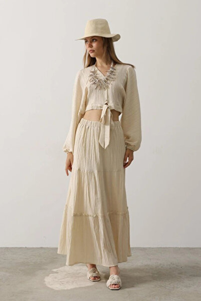 GENCULUS Balloon Sleeve Skirted Eyebrow Set Stone