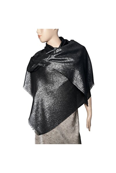 L-line fashion Women's shawl with lurex inserts, black/silver