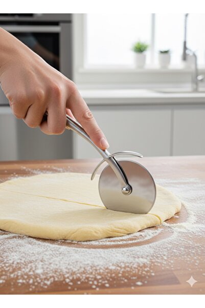 ttvagon Paslanmaz Çelik 1. Kalite Pizza Hamur Kesici Kesme Aparatı Dilimleyici Lux Çelik