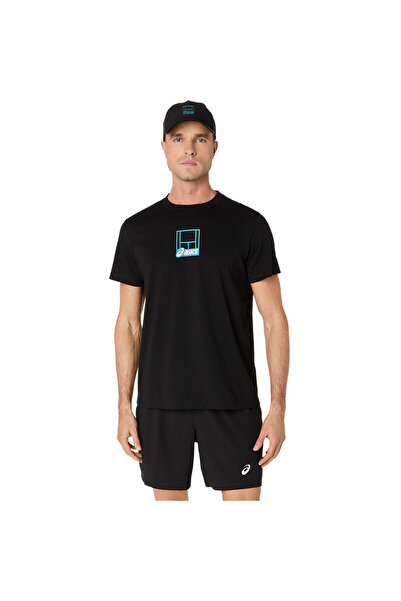 Asics 2041A355-001 COURT CORE GRAPHIC TEE Siyah Yuvarlak Yaka Normal Düz Erkek T-Shirt