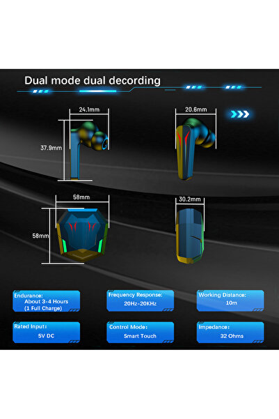 Zen Store Wireless BT V5.2 Low Bass Headset with Mic Charging Compartment Gaming Earbuds