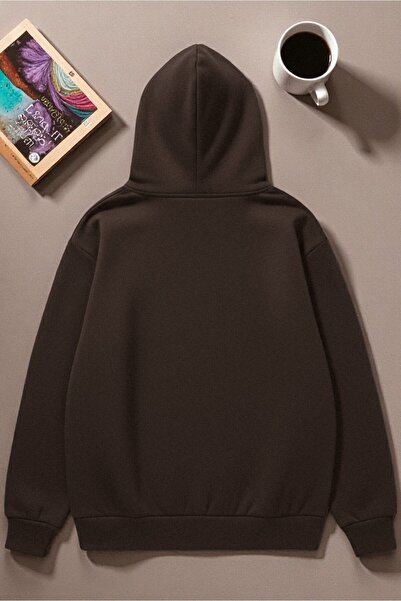 uyguntarz Unisex Sleeping Cat Printed Hooded Sweatshirt