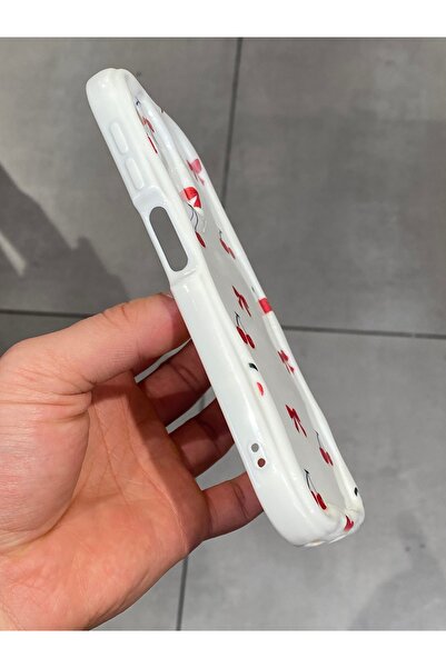 Mee.co Samsung A54 Compatible Shock-Absorbing Hard Silicone Case with Cherry and Ribbon Pattern