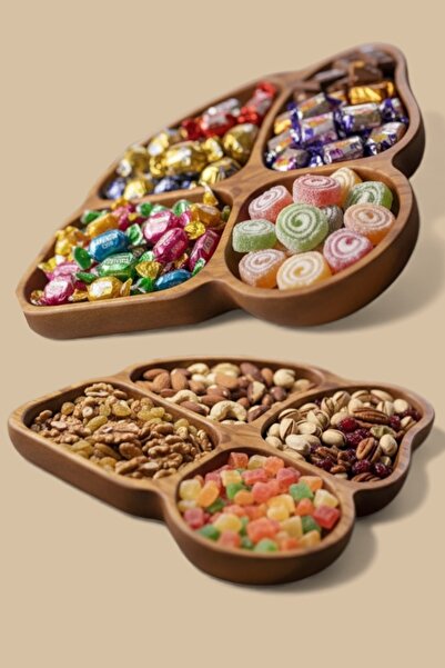 Ayd ahşap Natural Beech Wood 4-Compartment Presentation Plate. Food-Grade Organic Oil, Multi-Purpose and Modern Design.