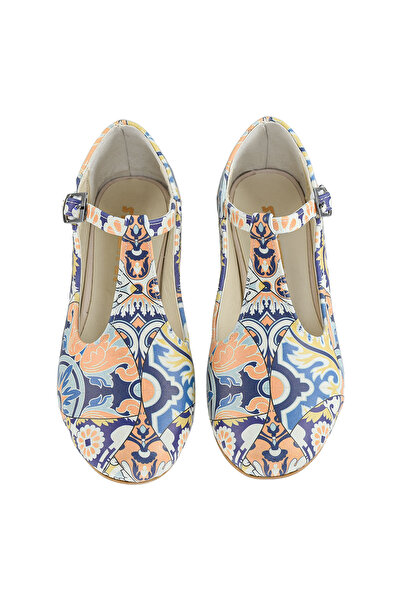 Streetfly Thick Heeled Printed Color Classic Women's Shoes