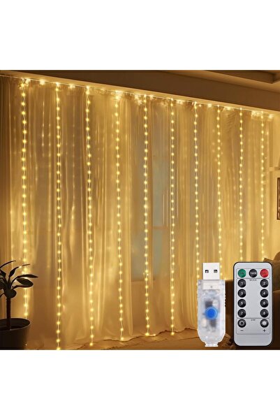 SALCAR Cortină luminoasă 3x3m 300 LED-uri, alb cald