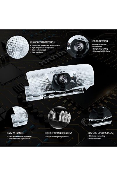 MAKINGTEC 4 Pack LED Car Door Logo Projector Lights for Lexus (White)