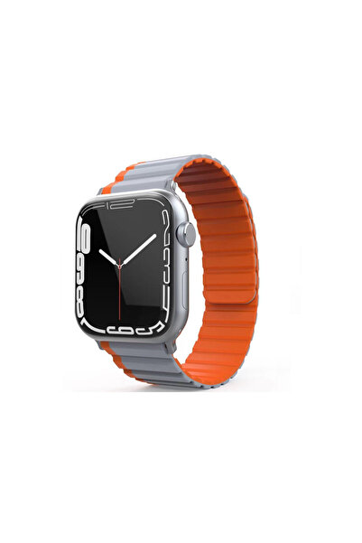 ceppark Apple Watch 42mm Mo-Wb1 Dual Color Magnetic Silicone Band - Grey-Orange-(5796) - Tygo1237-129