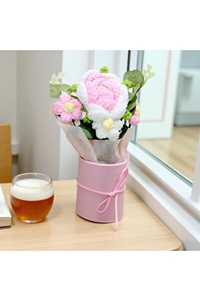 Kuzey Tacı صندوق هدايا باقة زهور أميجورومي محبوكة يدويًا أزرق بلون الكوبالت ı...