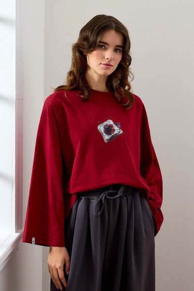 Ceylan Otantik Bordo Jam Printed Basic Body