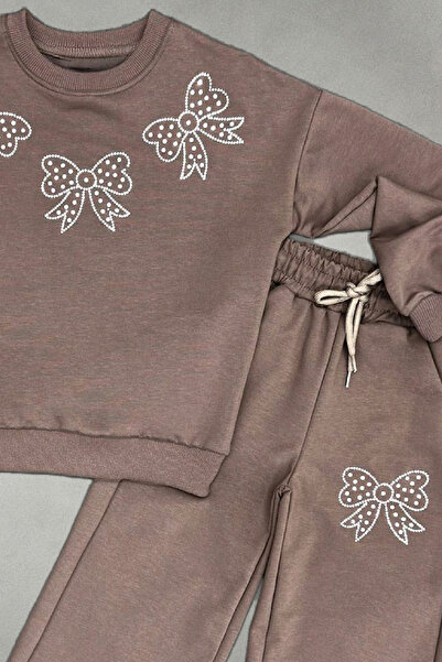 MODANINO Girl's Stone Bow Printed -2 Thread-Top-Bottom Set-5-12 Years Old 12436