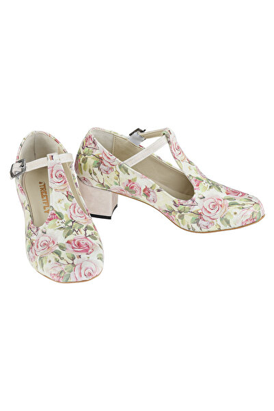 Streetfly Thick Heeled Printed Color Classic Women's Shoes