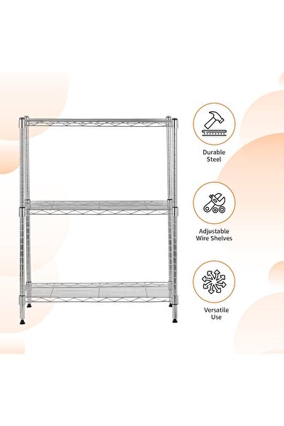 Amazon basics 3-Shelf Adjustable Heavy Duty Wire Storage Shelving Unit, Chrome