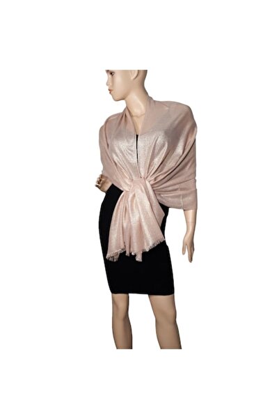 L-line fashion Women's shawl with lurex inserts, pastel pink