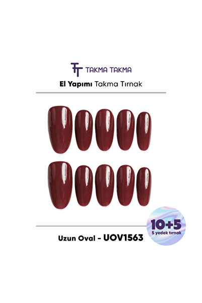 Takma Takma 15'li Bordo Uzun Oval UOV1563 Tekrar Kullanılabilir El Yapımı Pro...
